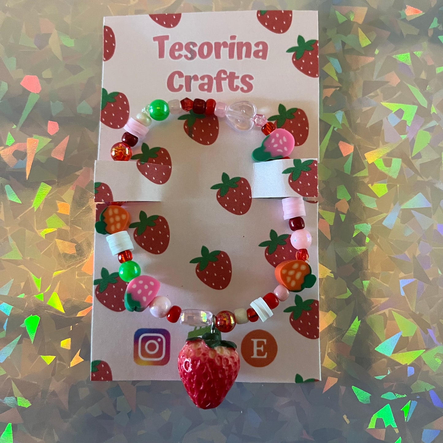 Strawberry Shortcake Beaded Bracelet 🍓🧁🍰
