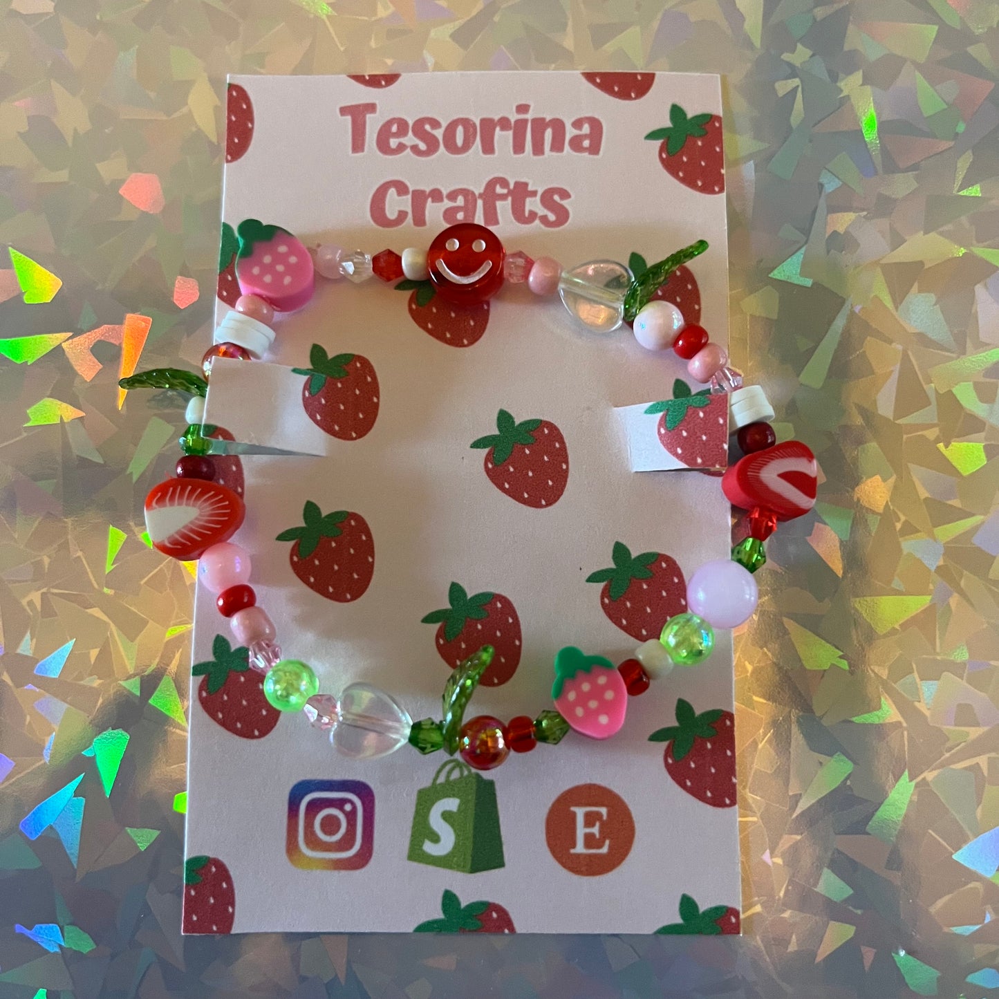 Strawberry Shortcake Beaded Bracelet 🍓🧁🍰