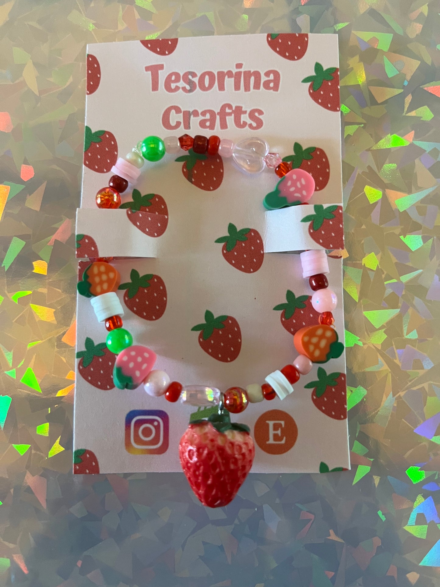 Strawberry Shortcake Beaded Bracelet 🍓🧁🍰