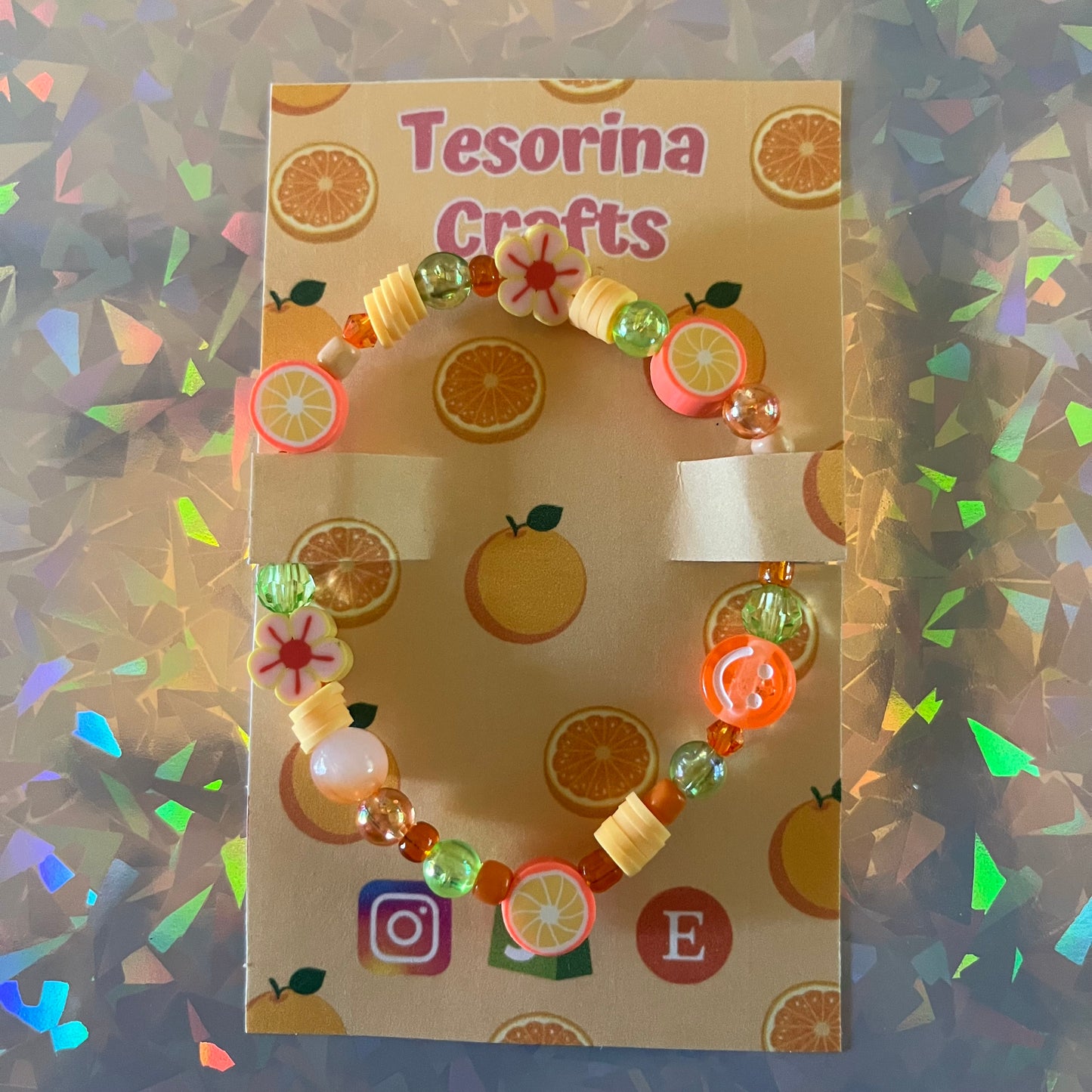 Orange Blossom Beaded Bracelet 🍊🧡💐