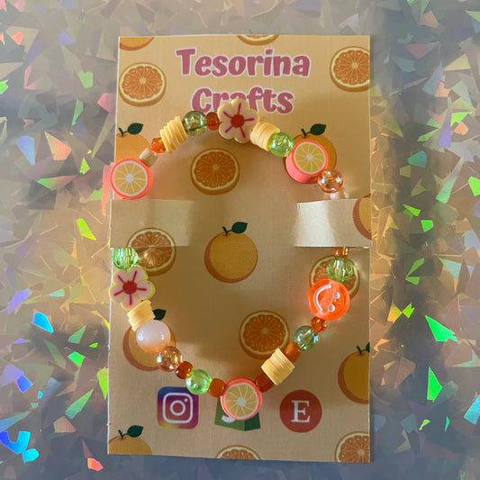 Orange Blossom Beaded Bracelet 🍊🧡💐