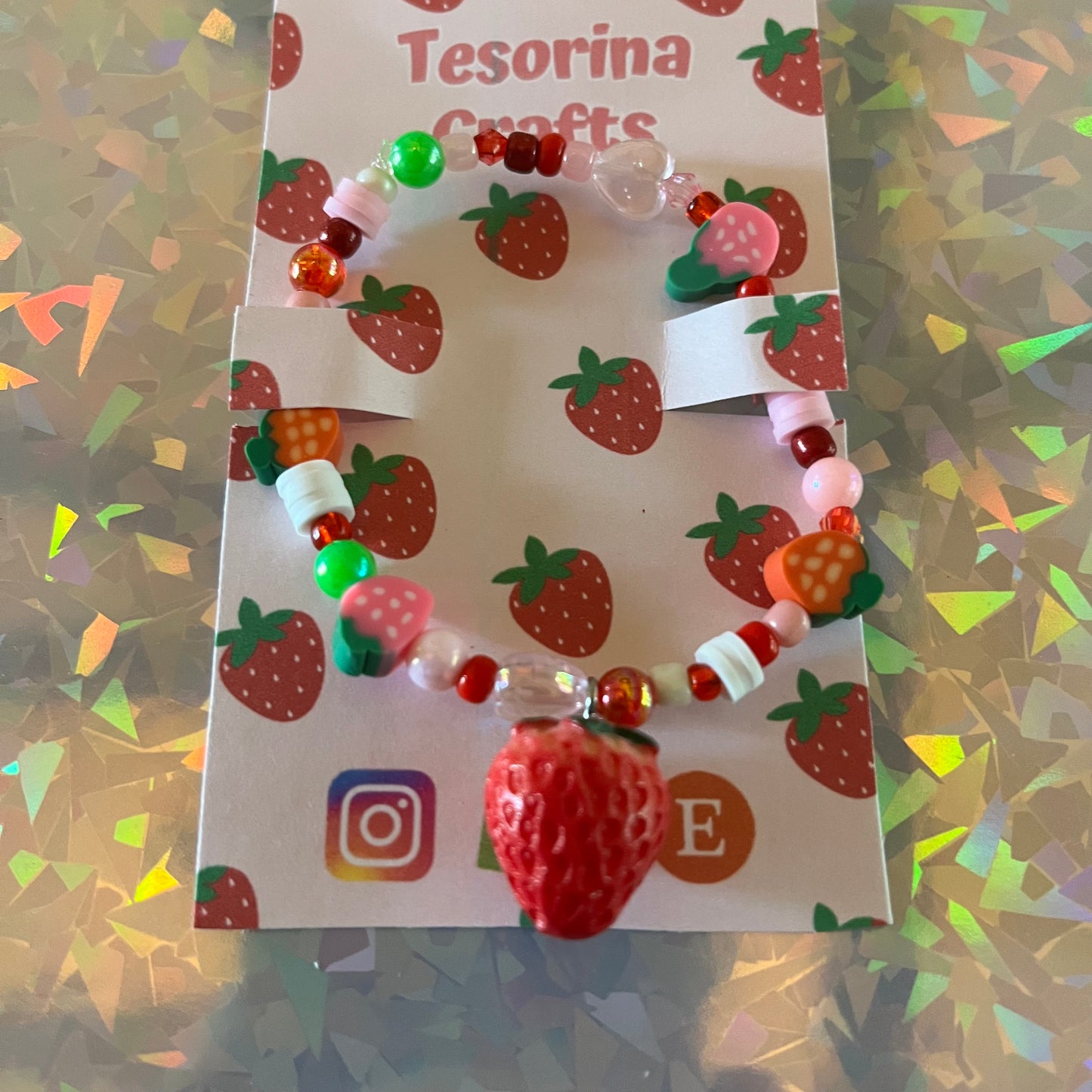 Strawberry Shortcake Beaded Bracelet 🍓🧁🍰