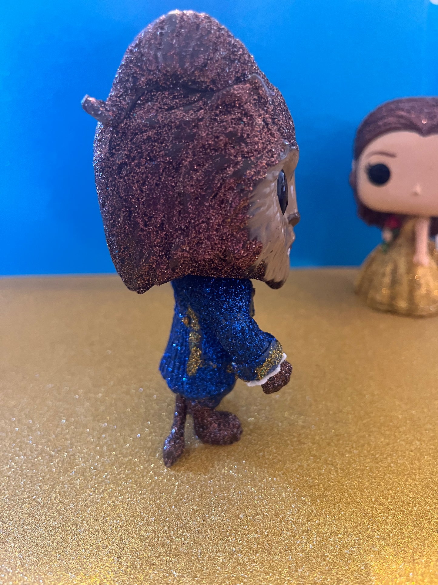 ONE OF A KIND Custom Glitter Beauty and the Beast Funko Pops!