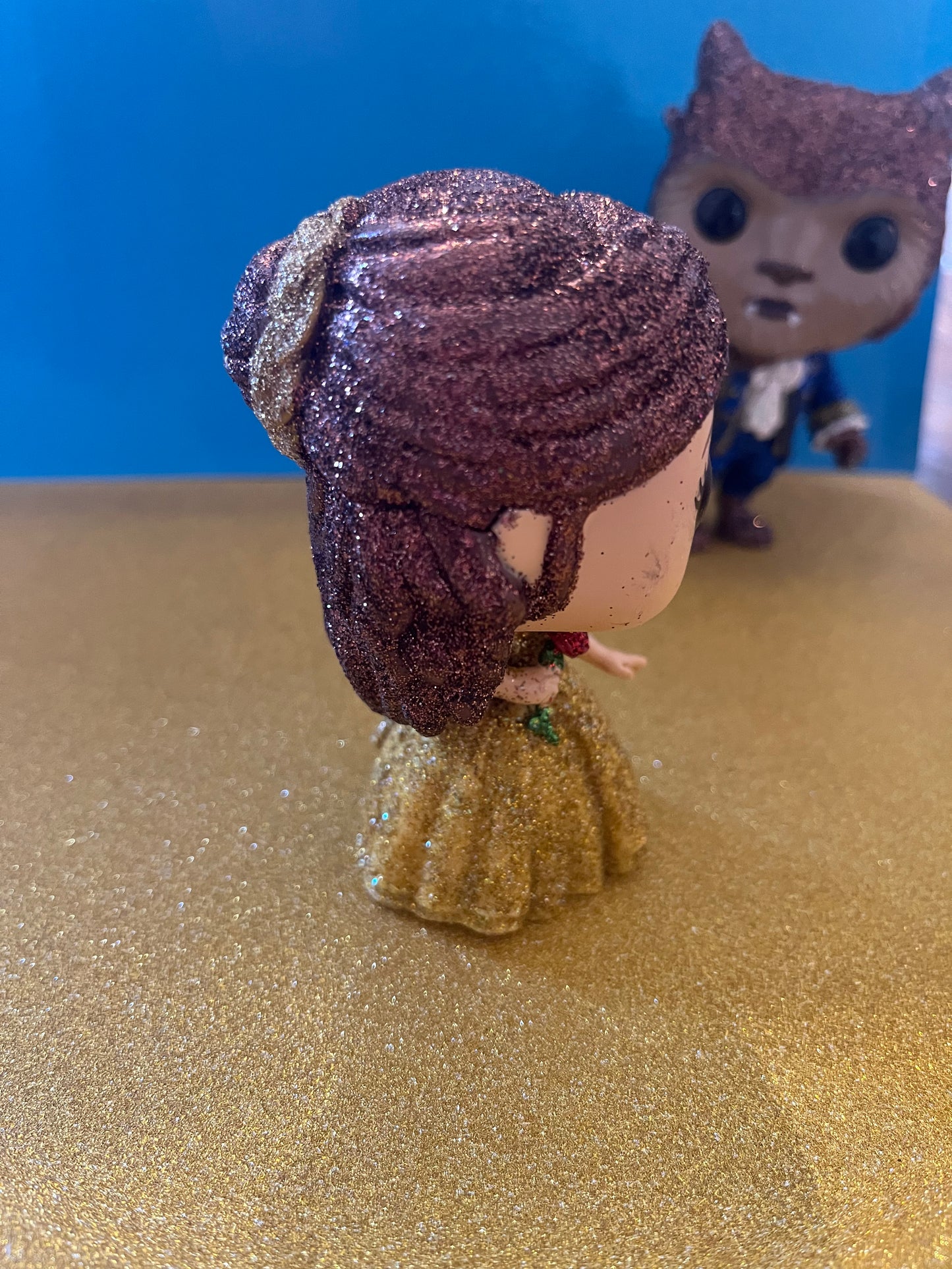 ONE OF A KIND Custom Glitter Beauty and the Beast Funko Pops!